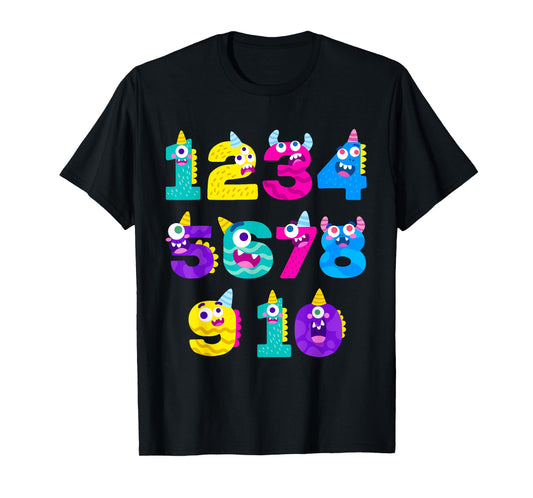 Funny Math Monster Numbers Learning Tee | School Education T-Shirt