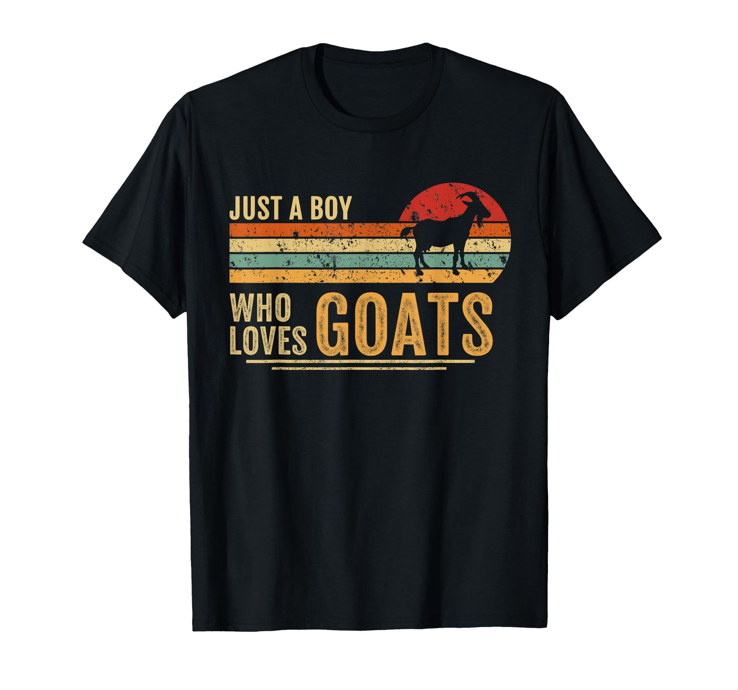 Just A Boy Who Loves Goats Retro Farmer Funny Goats Lover T-Shirt