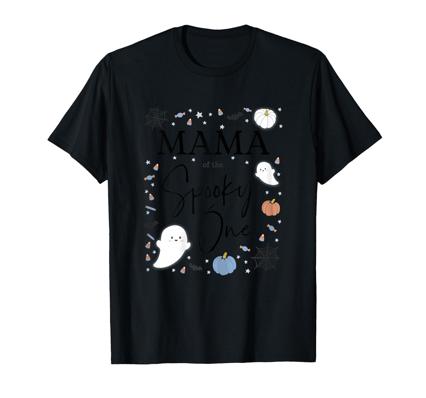 Womens Mama of the Spooky One First Birthday Blue Boy 1st Halloween T-Shirt