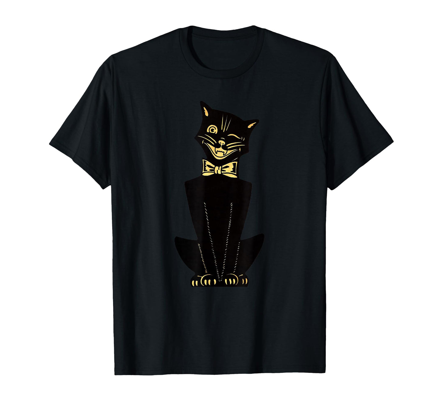 Men's Women's Vintage Halloween Cartoon Cat Graphic Tee T-Shirt
