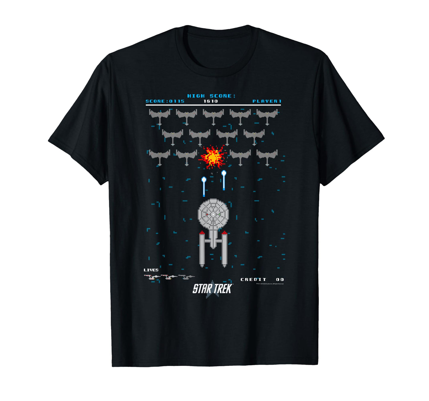 Star Trek: The Original Series Pixel Space Battle T-Shirt