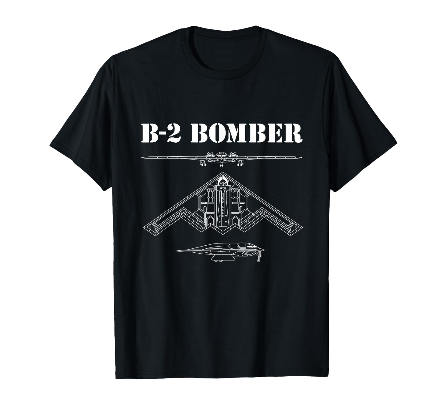 B-2 Bomber Aircraft Schematic Military Stealth Bomber B2 T-Shirt