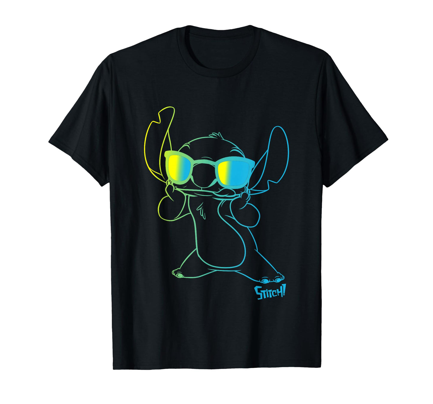 Disney Lilo & Stitch Cool Stitch Neon Outline Chest Portrait T-Shirt