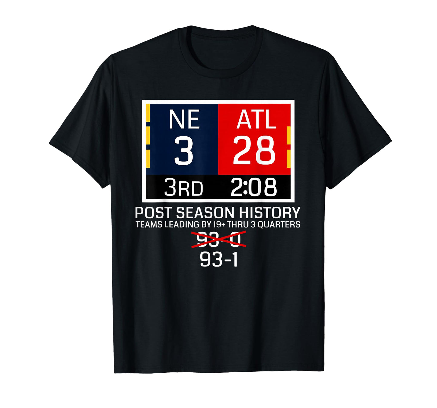 New England 3 - Atlanta 28 T-Shirt - Funny Postseason Trivia T-Shirt