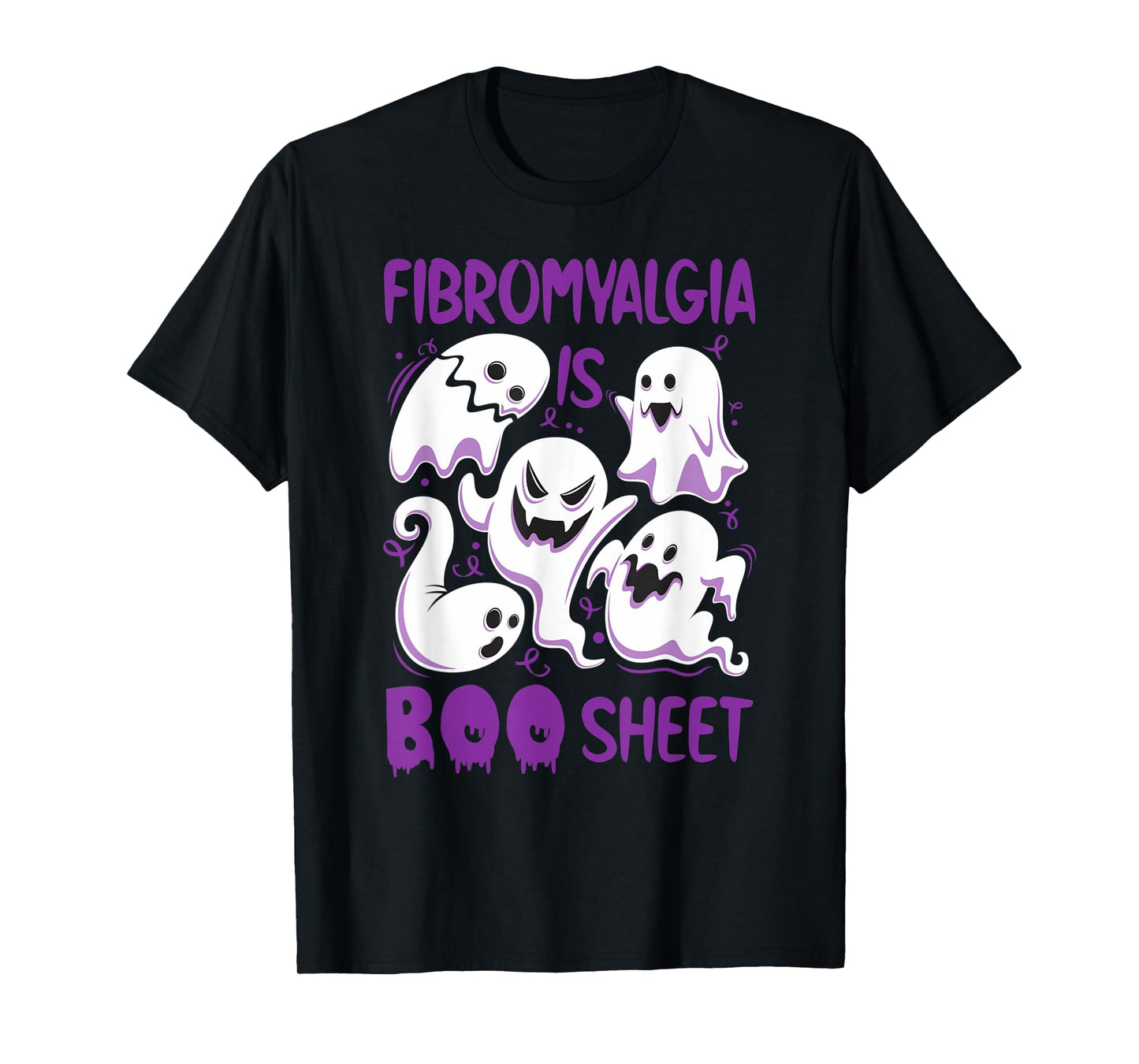 Fibromyalgia is Boo Sheet Purple Boos Funny Halloween Ghost T-Shirt
