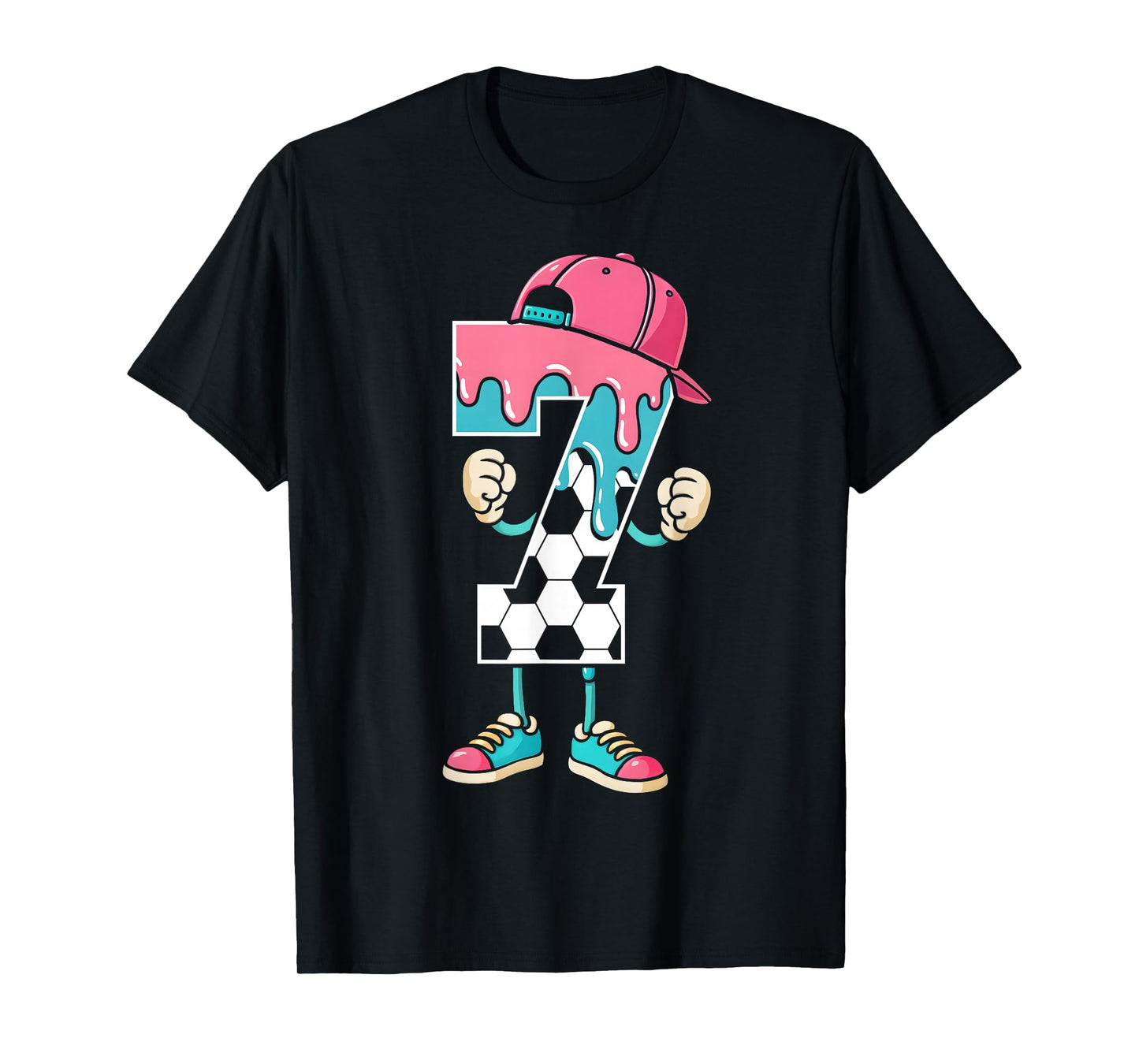 Soccer 7 Year Old Ice Cream Drip Youth 7th Birthday Boy 7 T-Shirt