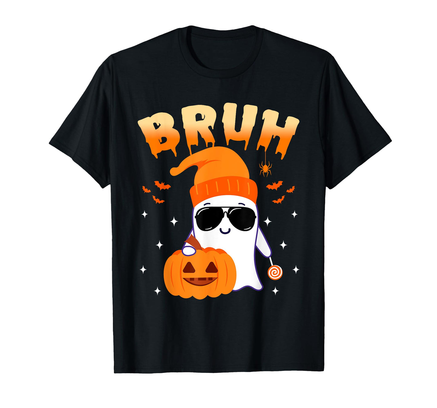 Bruh Ghost Halloween Cute Ghost Trick Or Treat Candy Kids T-Shirt