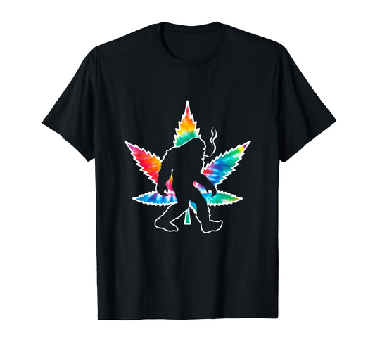 Sasquatch Bigfoot Tie Dye Pot Leaf T-Shirt