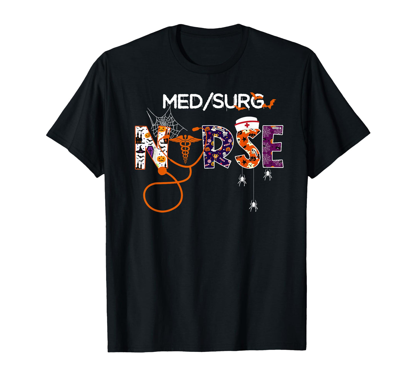 Retro Med Surg Nurse Halloween Stethoscope Medical Surgical T-Shirt