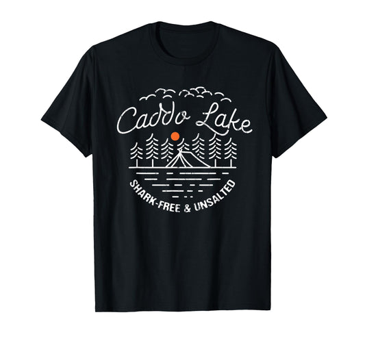 Caddo Lake Shark-Free and Unsalted Camping Louisiana Camper T-Shirt