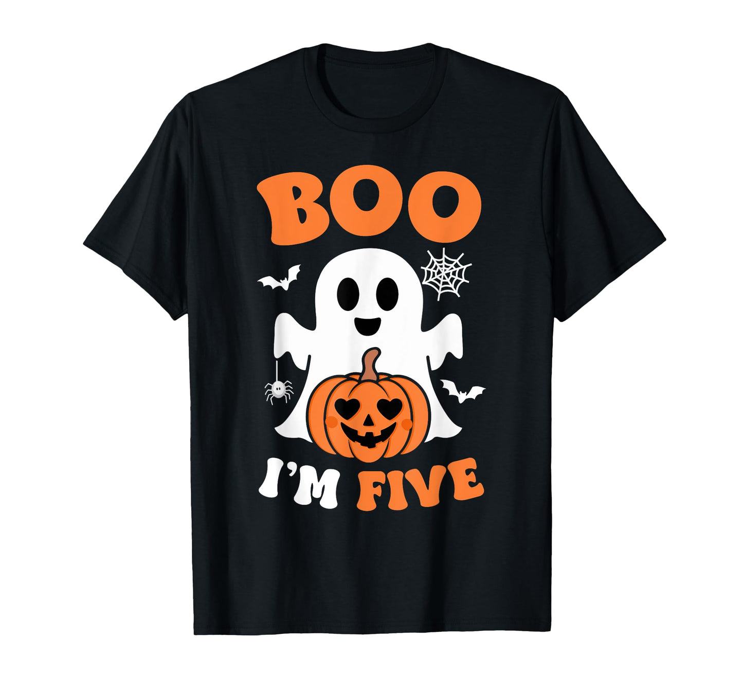 Ghost Boo I'm Five Year 5th Birthday Boys Halloween Groovy T-Shirt