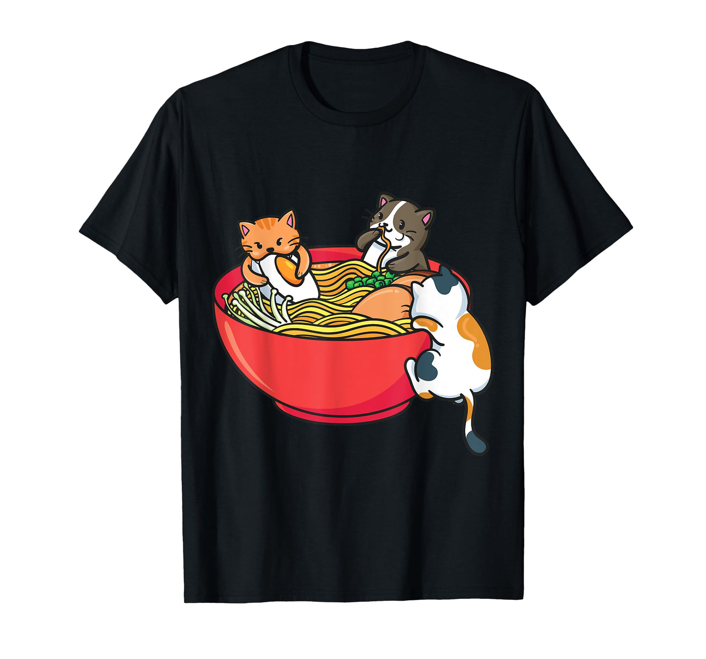 Japanese ramen noodles anime funny Japan cat T-Shirt
