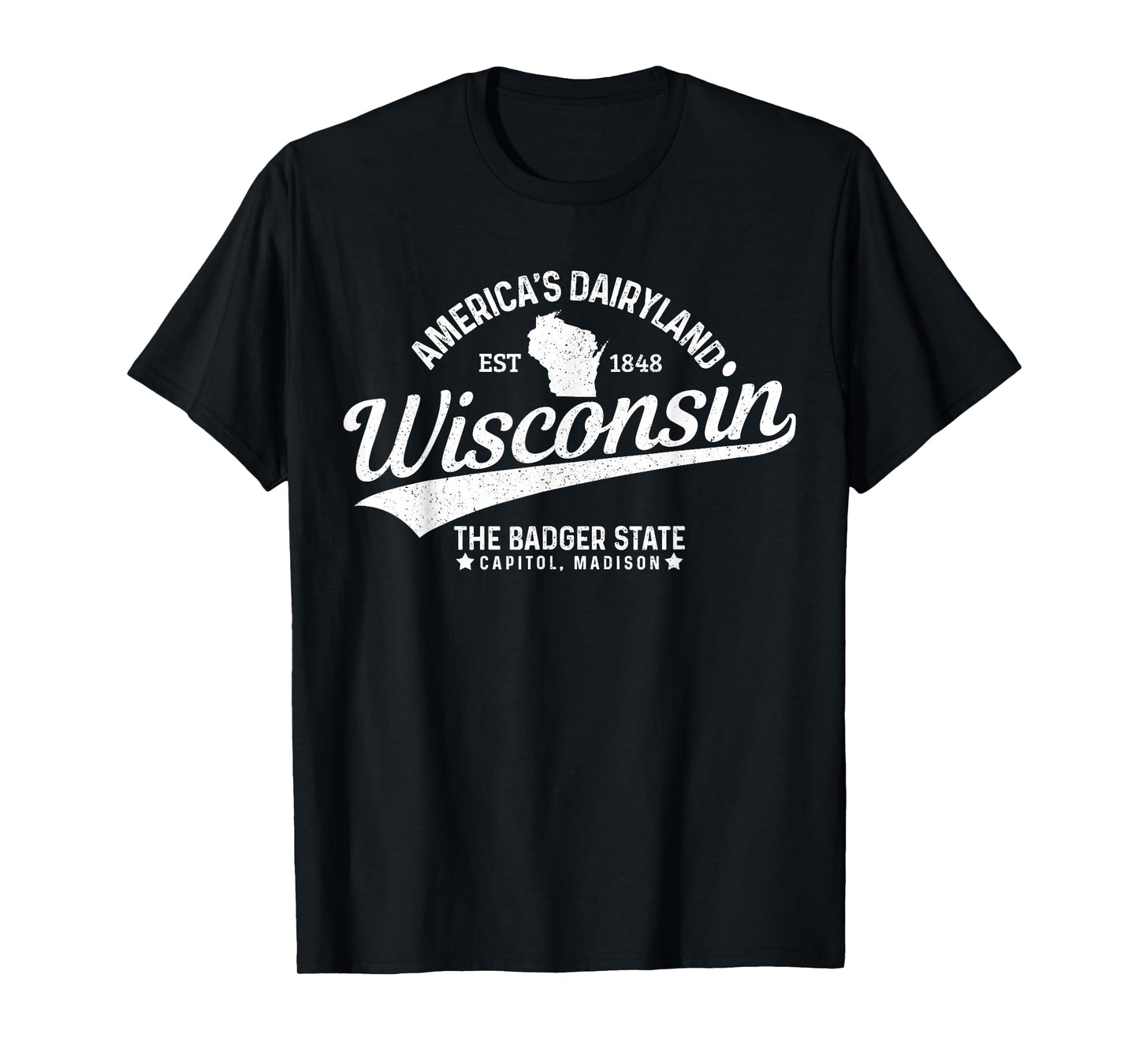 Wisconsin The Badger State EST 1848 State Map Gift T-Shirt