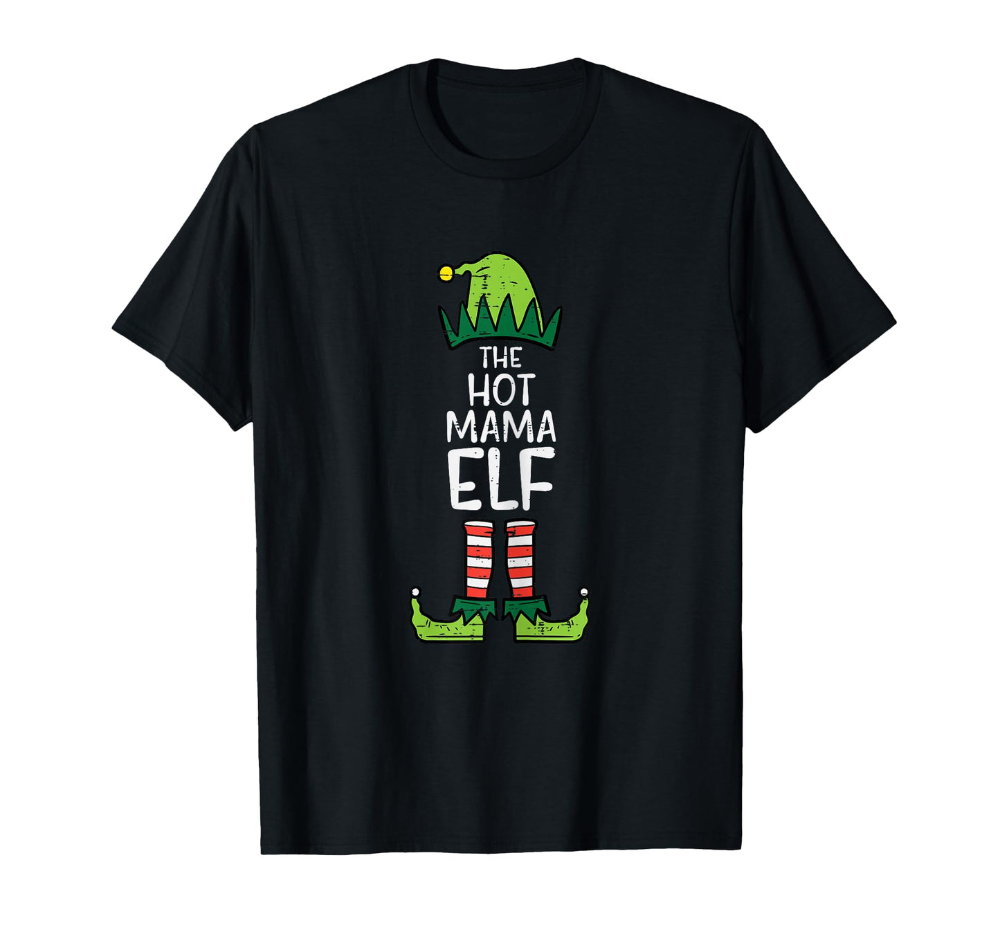 Hot Mama Elf Xmas Christmas For Family Mom Women Funny T-Shirt