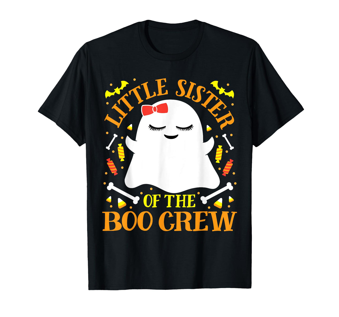 Little Sister Boo Crew Ghost Matching Family Girls Halloween T-Shirt