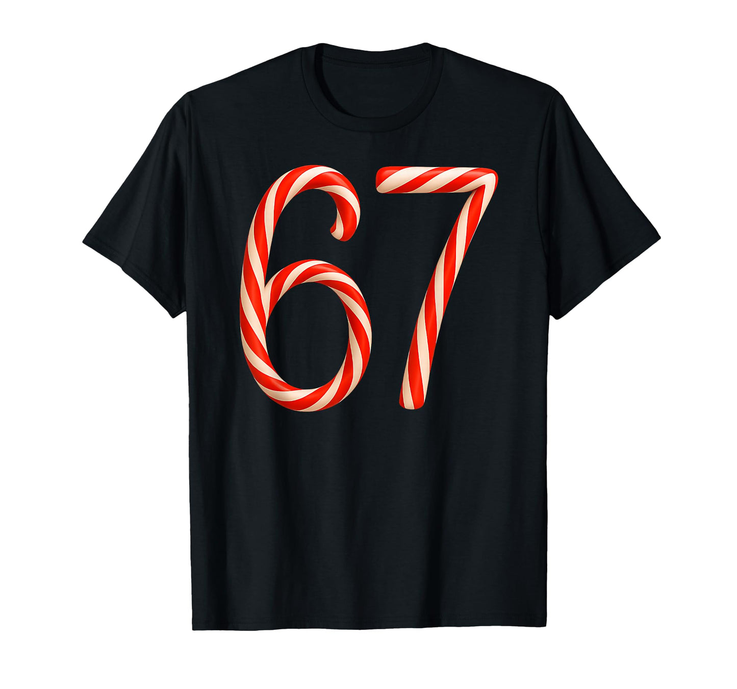 Six Seven Kids 67 Boys Girls 6 7 Peppermint Candy Cane Tee T-Shirt