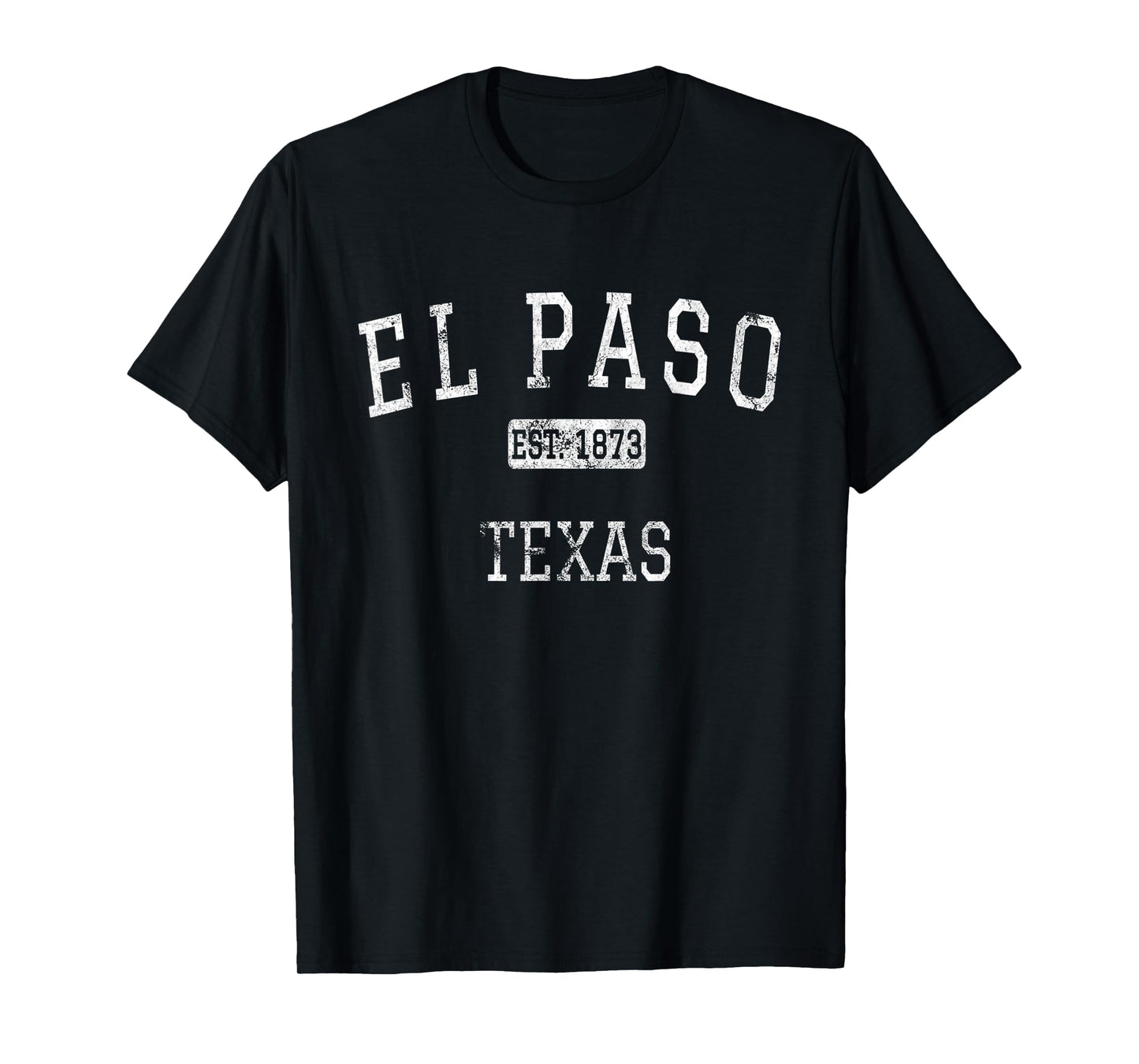 El Paso Texas Vintage T-Shirt - Black - Small - Unisex-Adults/Kids - Short Sleeve - Crew Neck - Classic Fit - Polyester 100%