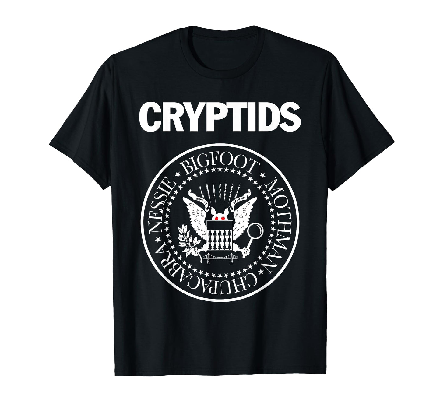 CRYPTIDS – Bigfoot Mothman Nessie Chupacabra Parody Punk T-Shirt