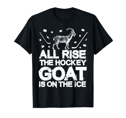 Funny Boys Ice Hockey Gift - All Rise Hockey GOAT On Ice T-Shirt