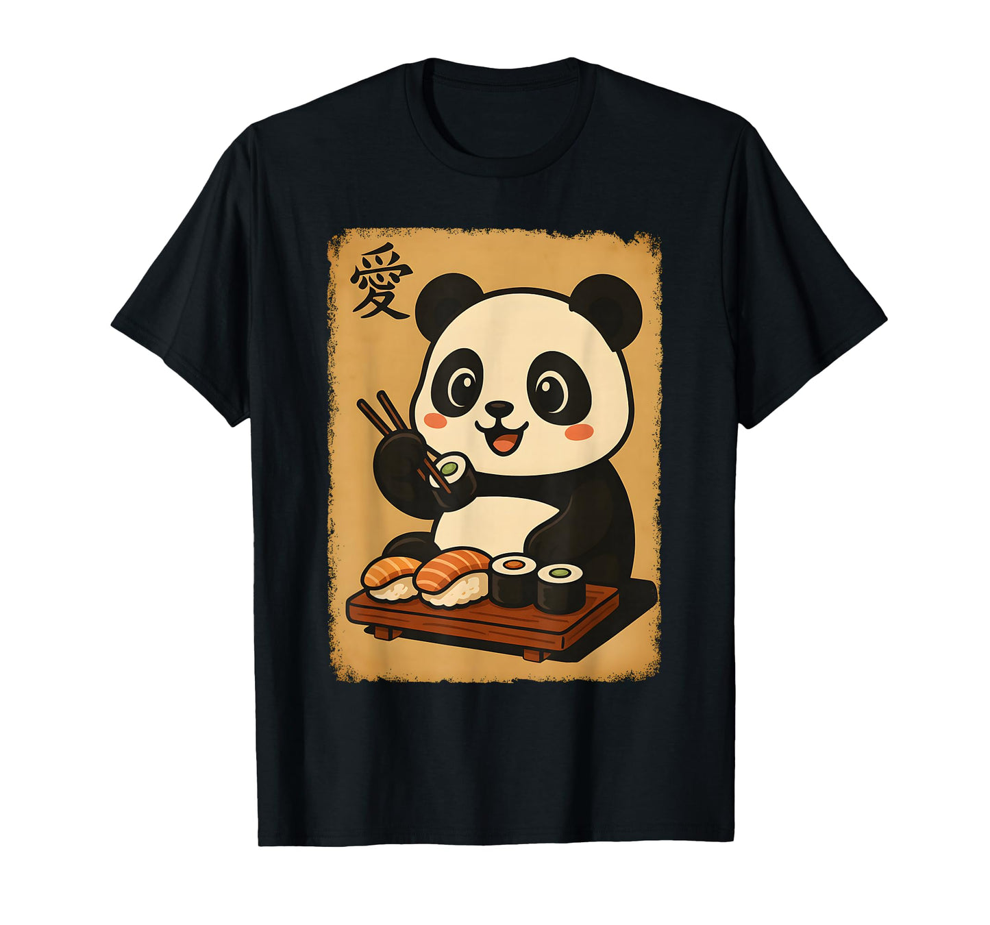 Cute Kawaii Panda Eating Sushi Funny Japanese Panda Graphic T-Shirt