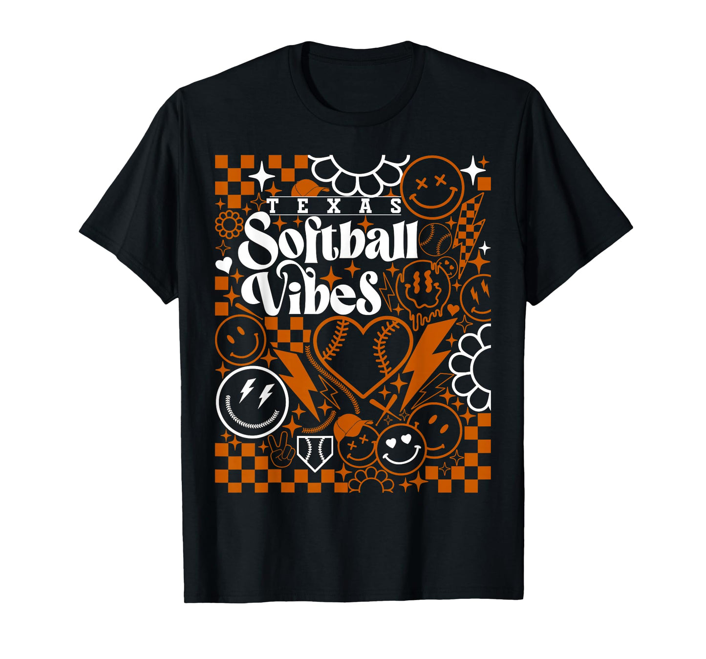 Texas Softball Vintage Mens Kids Team Retro Softball Fan T-Shirt