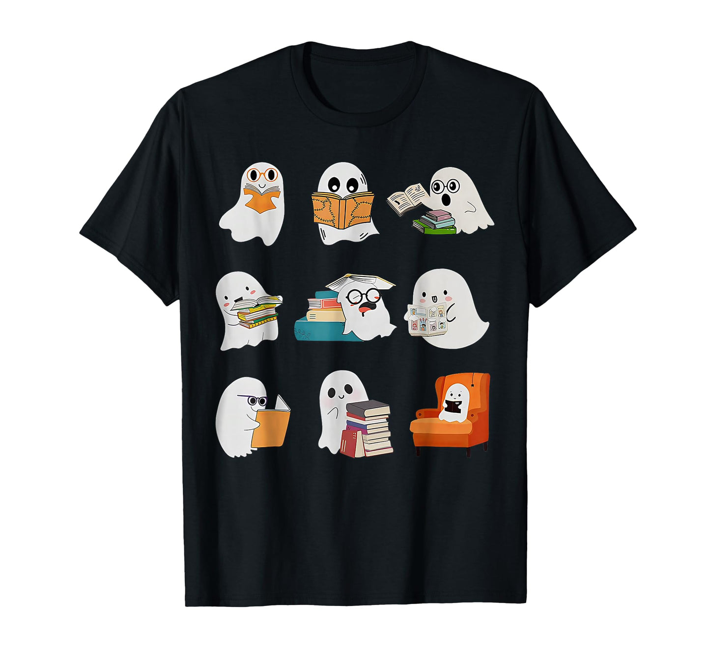 Ghost Reading Teacher Halloween Librarian Book Lover School T-Shirt