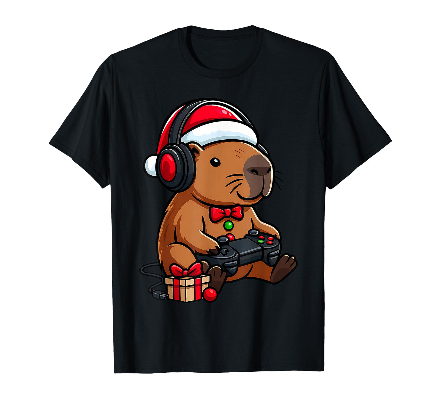 Bruh Christmas Capybara Gamer Video Gaming Men Women Kids T-Shirt