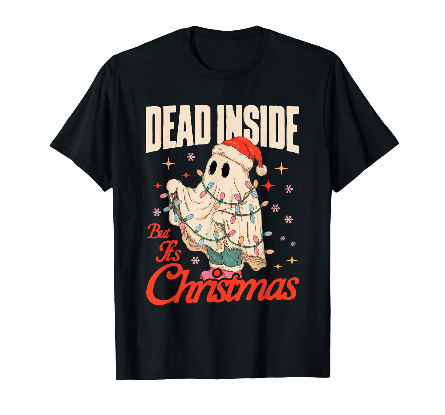 Dead Inside But It's Christmas Funny Christmas Ghost T-Shirt