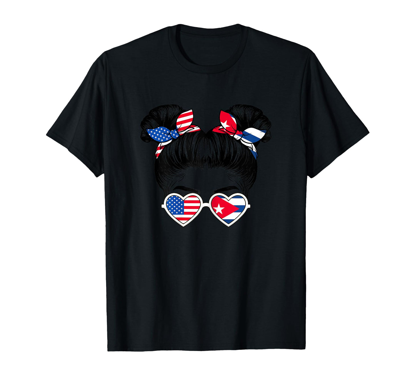 Cute Half American Half Cuban Girl USA Cuba Flag Patriot T-Shirt