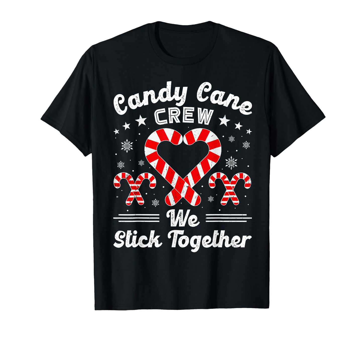 Christmas Candy Cane Heart Crew Family Matching Pajamas T-Shirt