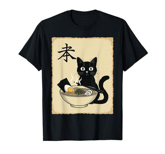 Funny Cat Ramen Noodles Japanese Shirt Kawaii Anime T-Shirt