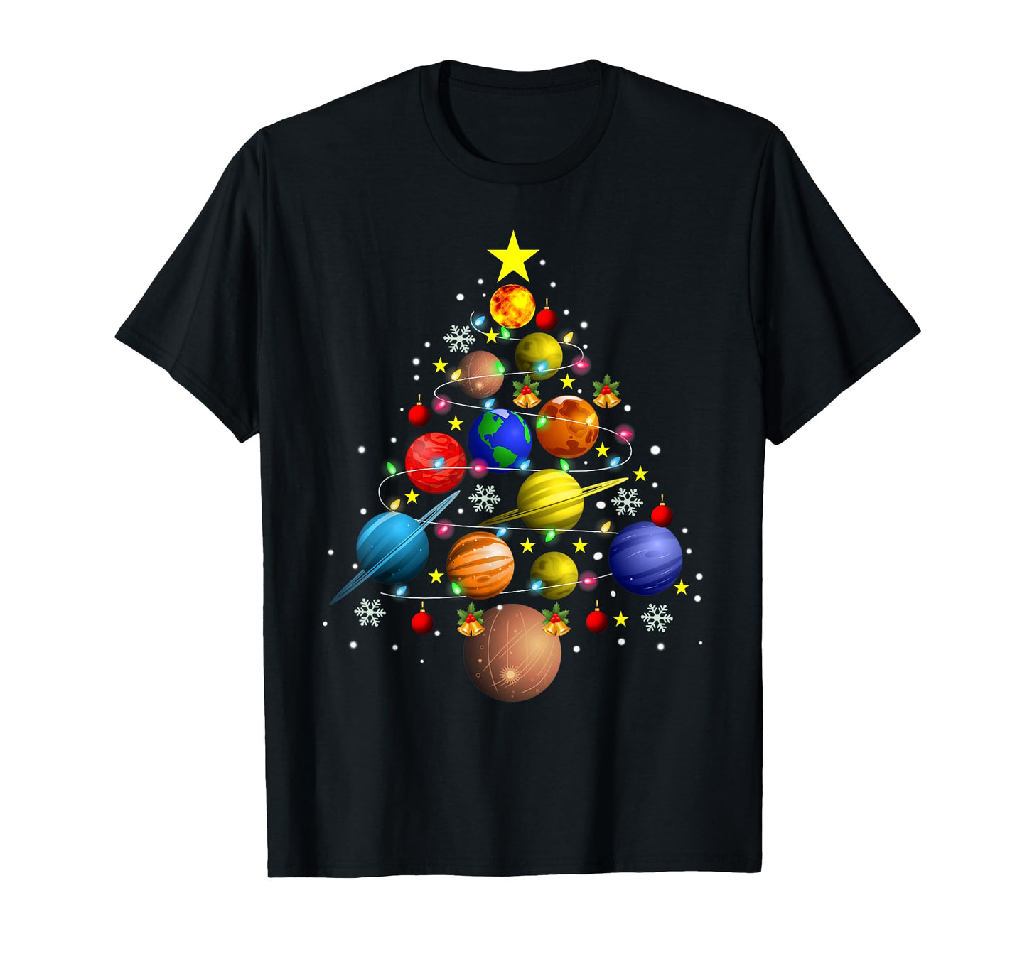 Solar System Planets Christmas Tree Tee Astronomy Xmas Gift T-Shirt
