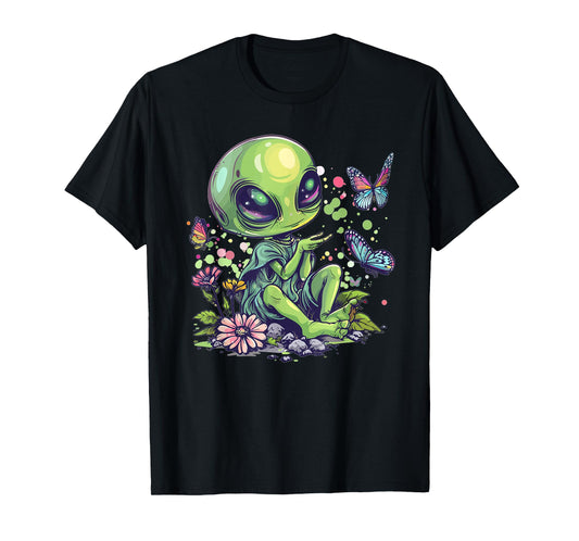 Cute Alien Girl With Flowers I Alien T-Shirt