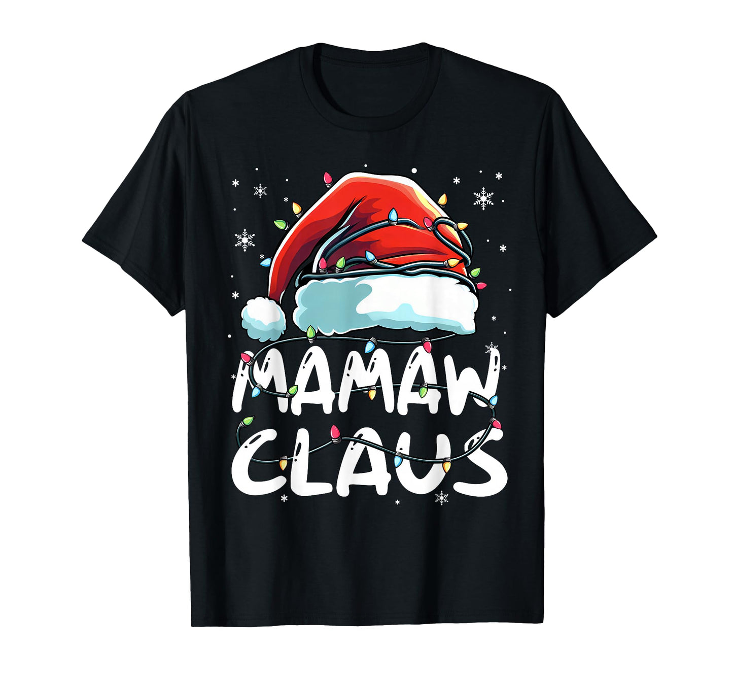 Mamaw Claus Christmas Lights Matching Family Xmas Pajama T-Shirt
