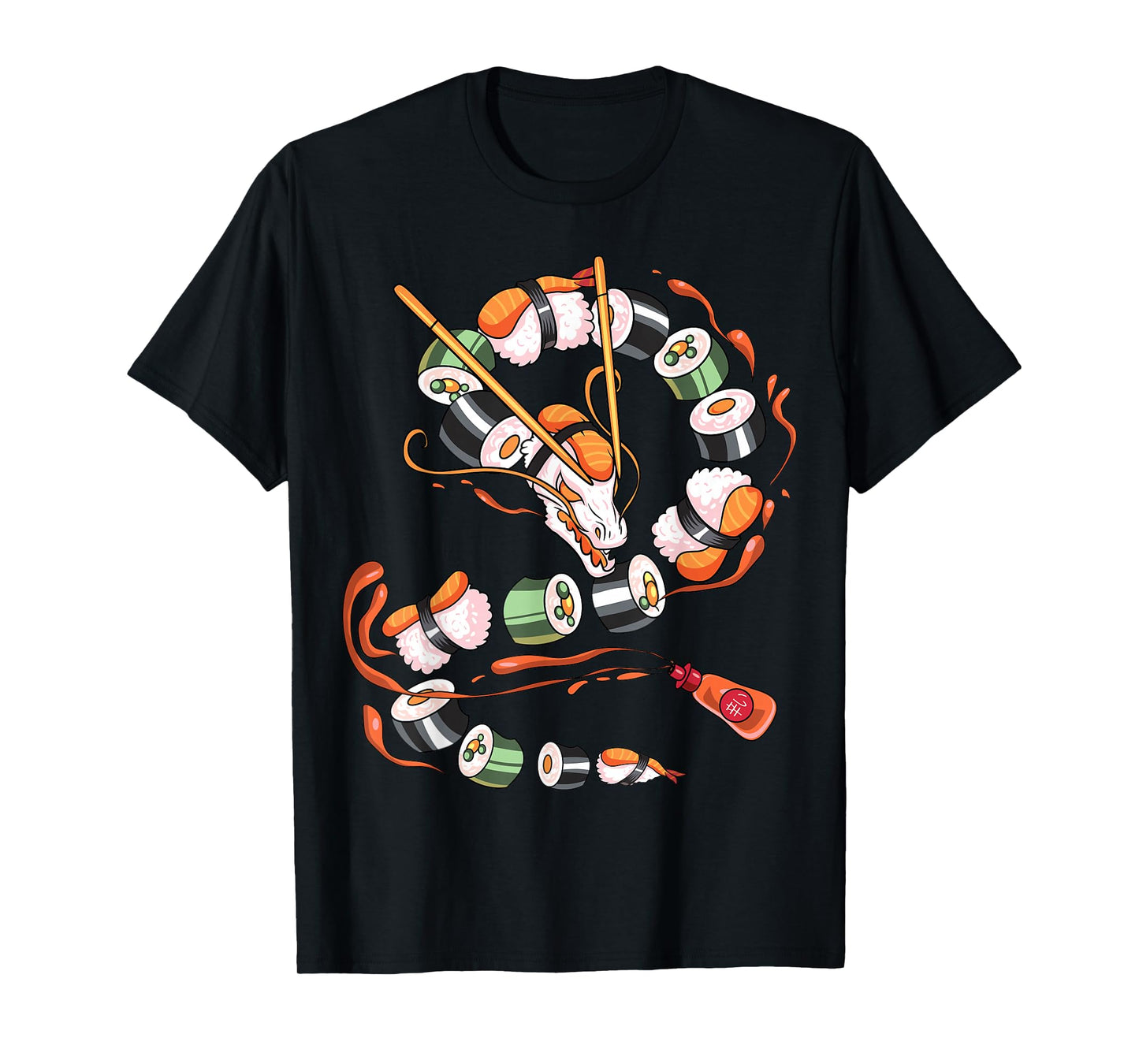Sushi Dragon Roll Japanese Food Kawaii Dragon Anime Sushi T-Shirt