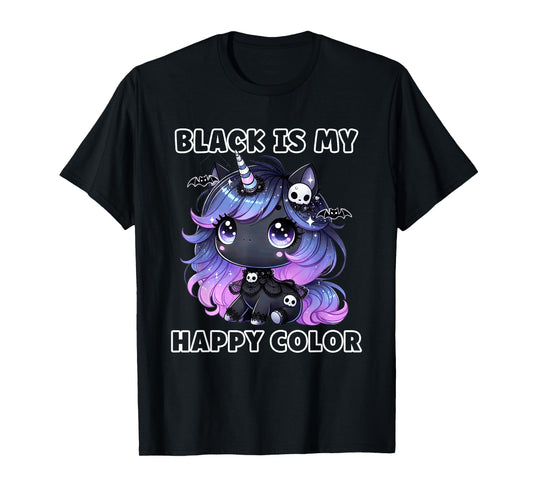 Goth Girl Black is My Happy Color Gothic Unicorn Emo Girl T-Shirt