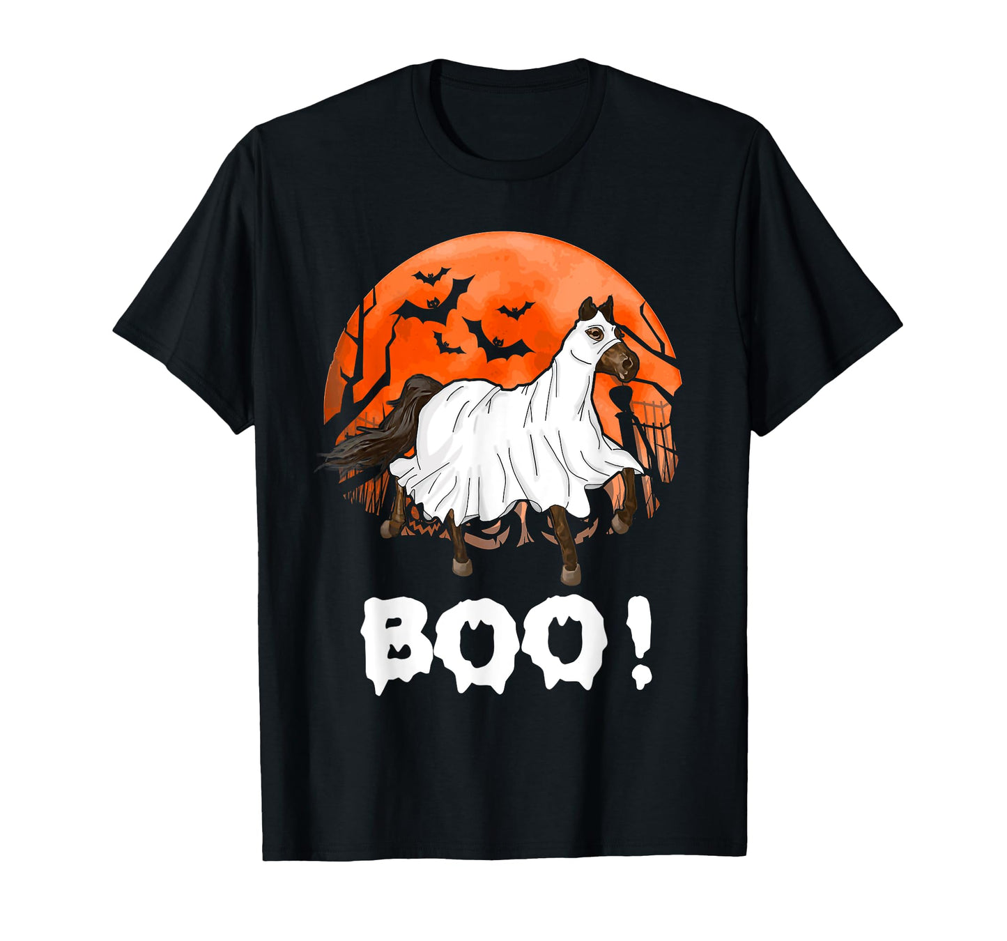 Funny Ghost Boo Horse Equestrian Lover Halloween Costume T-Shirt