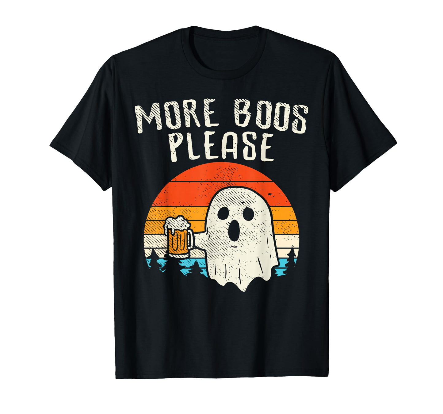 More Boos Please Ghost Beer Retro Halloween Drinking Men T-Shirt