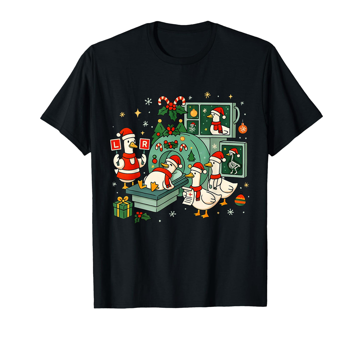 Funny Radiology Christmas Silly Goose Santa CT Tech MRI Tech T-Shirt