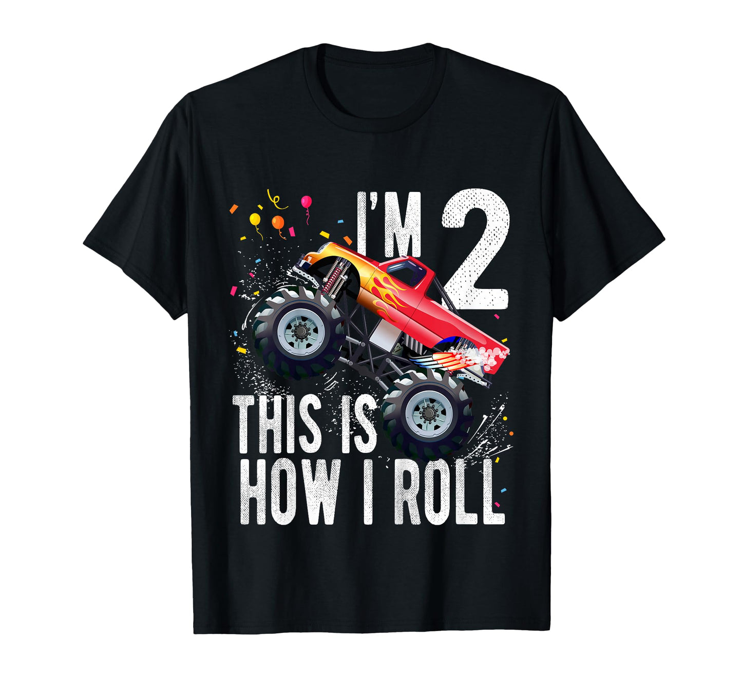 2 Year Old 2nd Birthday Boy Monster Truck Car T-Shirt