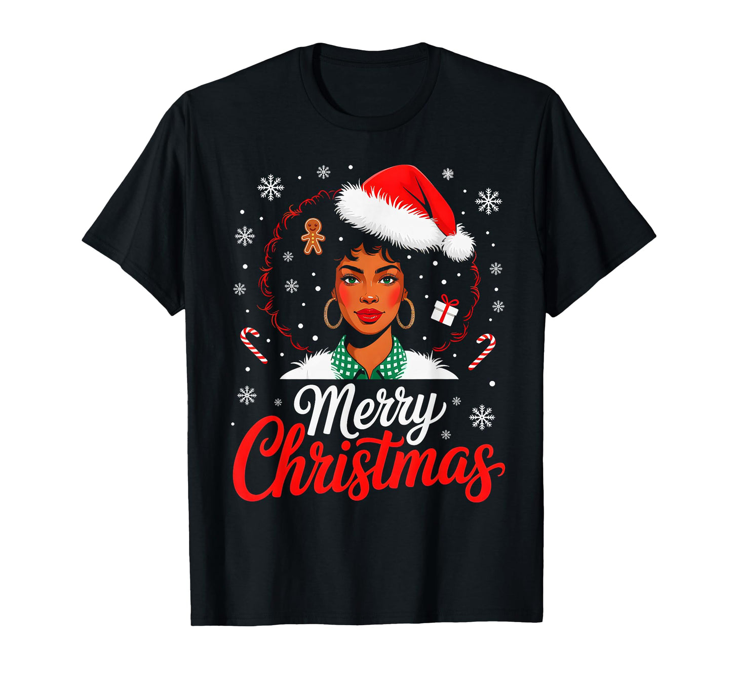 Merry Christmas Black Women African American Xmas Pajamas T-Shirt