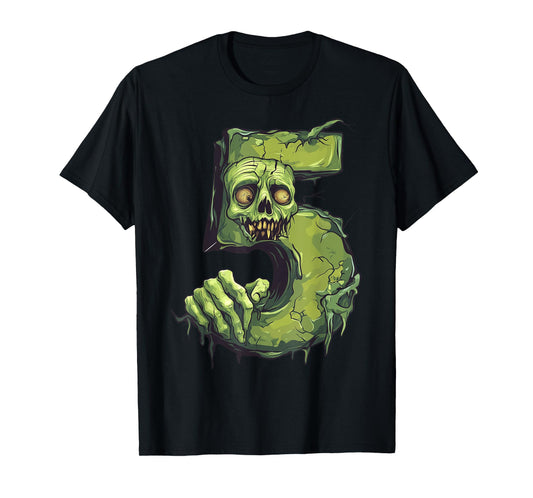 Fun 5th Birthday Zombie Halloween Themed 5 Year Old Kids T-Shirt