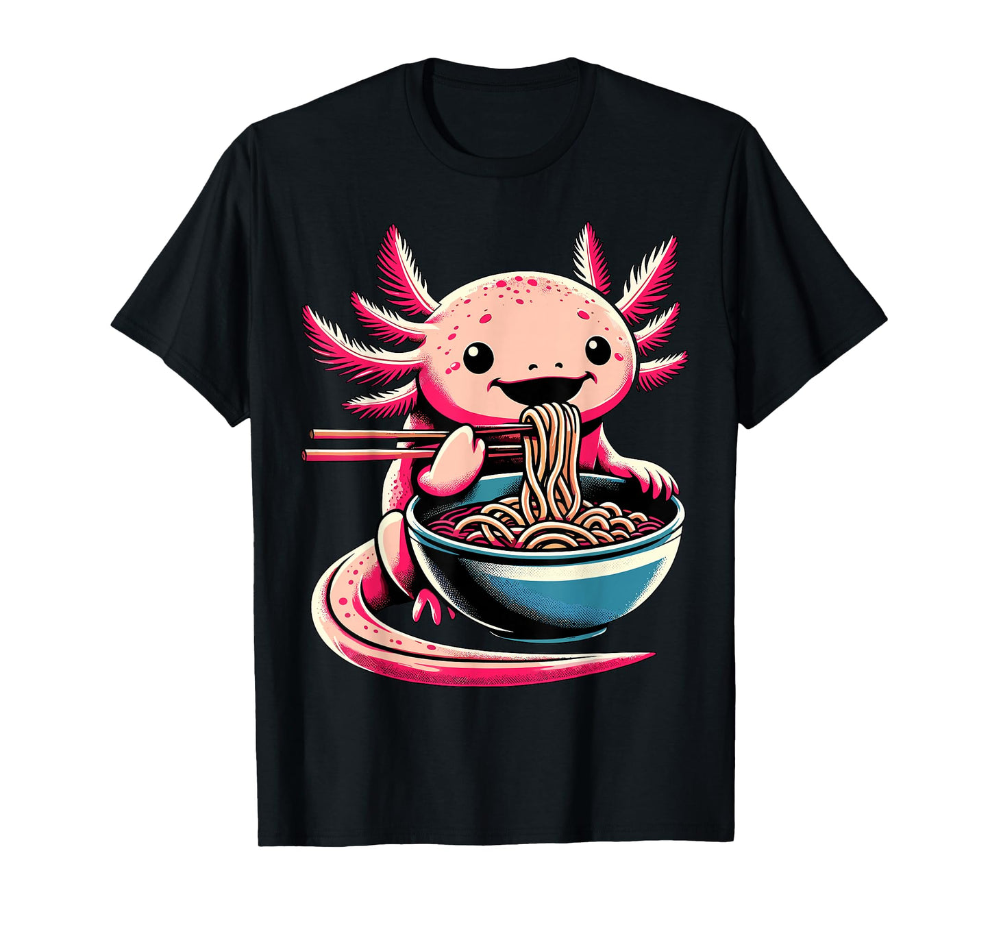 Kawaii Axolotl Eating Ramen T-Shirt
