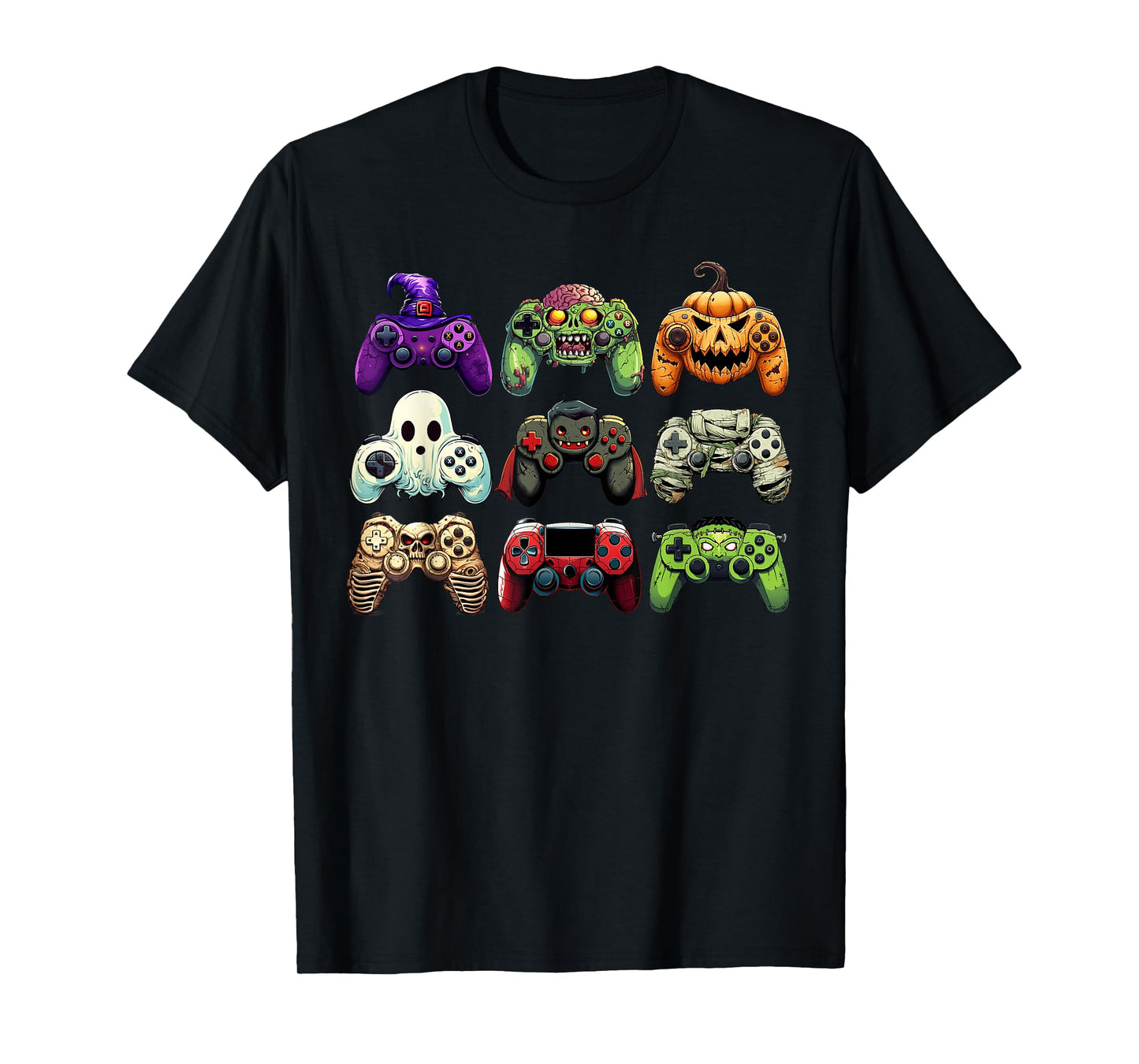 Halloween Skeleton Zombie Gaming Controllers Mummy Boys Kids T-Shirt