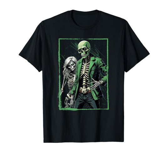 Colorful skull Couple Skeleton T-Shirt