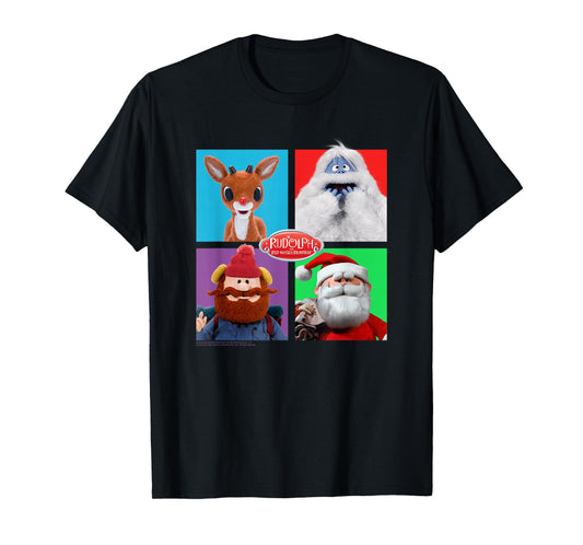 Rudolph and Friends Pop Art Portraits Retro Christmas T-Shirt