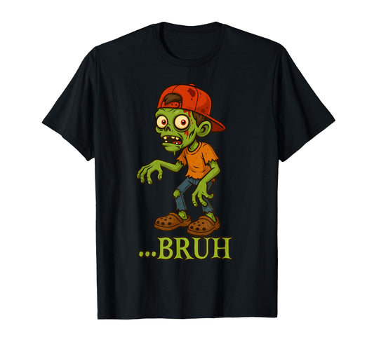Funny Halloween Bruh Meme Zombie Spooky Costume Kid Teen Men T-Shirt