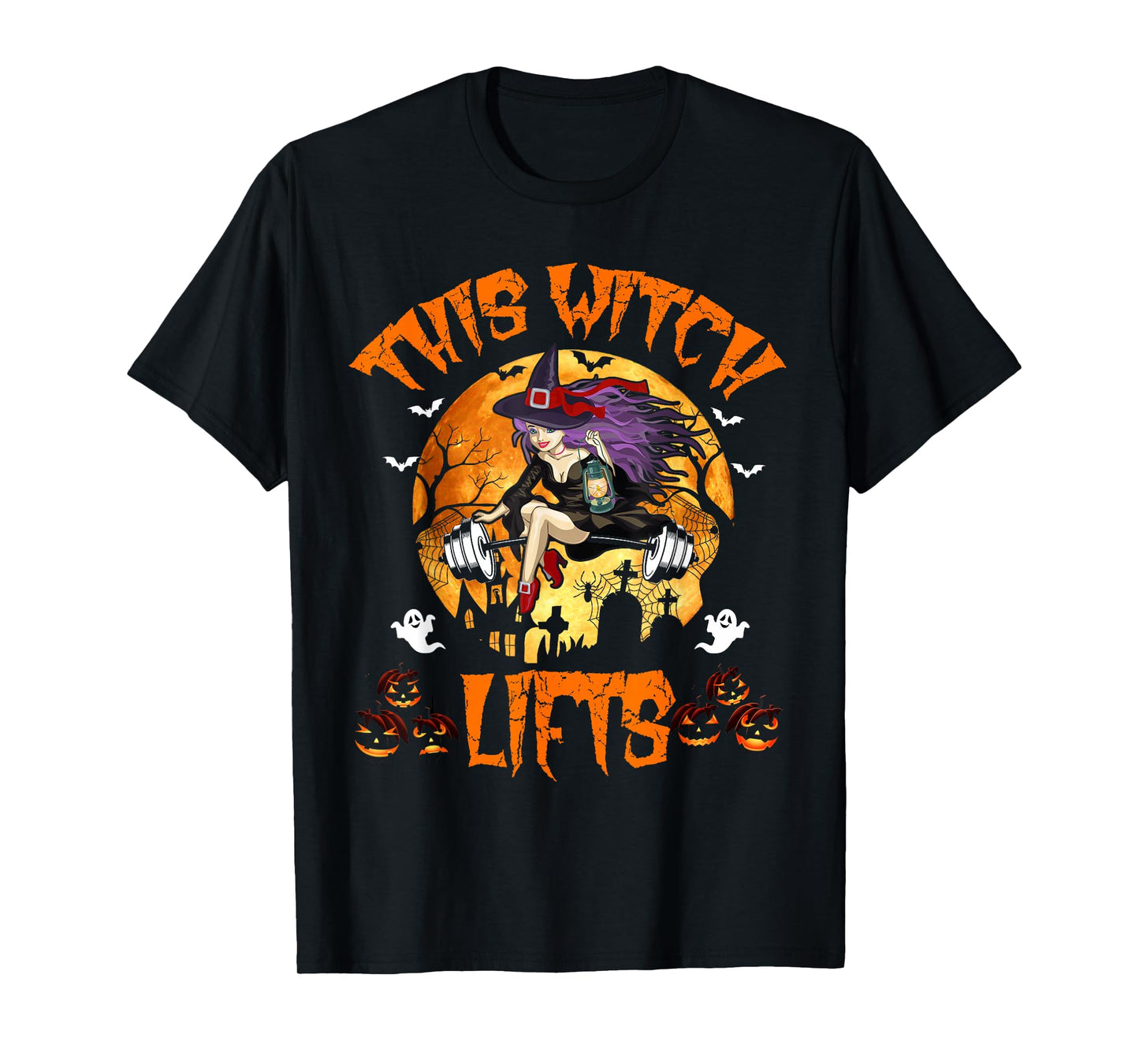 This Witch Lifts Barbell Fitness Gym Workout Witch Halloween T-Shirt
