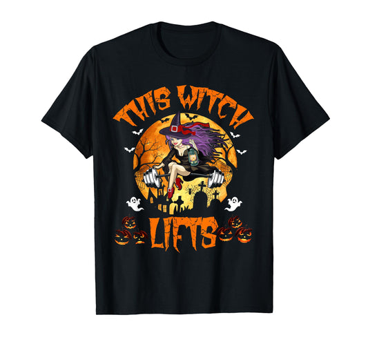 This Witch Lifts Barbell Fitness Gym Workout Witch Halloween T-Shirt