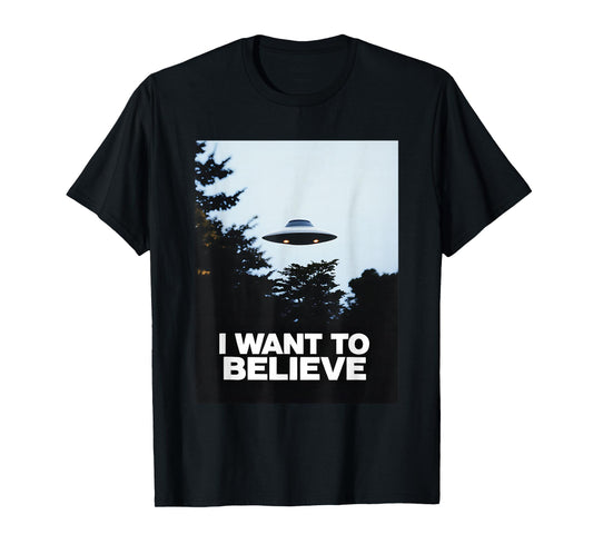 Funny I Want To Believe Classic UFO Visit Photo Encounter T-Shirt